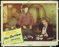 w612 OUTLAW movie lobby card '46 Walter Huston asks Jack Buetel to gamble at cards!