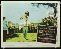 w626 PICNIC movie lobby card '56 William Holden in girl-carrying contest!