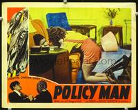 w629 POLICY MAN movie lobby card '38 black girls catfighting in living room!