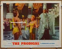w637 PRODIGAL movie lobby card #2 '55 Lana Turner, Louis Calhern