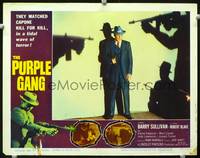 w638 PURPLE GANG movie lobby card #2 '59 Barry Sullivan faces down machine guns!