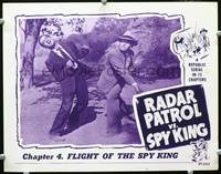 w644 RADAR PATROL VS SPY KING Chap 4 movie lobby card '49 Kirk Alyn puches bad guy, Republic serial!