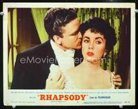 w657 RHAPSODY movie lobby card #5 '54 Elizabeth Taylor & John Ericson romantic close up!