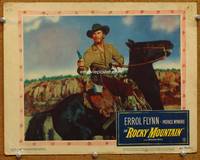 w664 ROCKY MOUNTAIN movie lobby card #5 '50 Errol Flynn close up with gun on horseback!