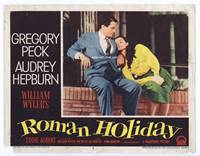 w666 ROMAN HOLIDAY movie lobby card #8 '53 Audrey Hepburn rests her head on Gregory Peck!