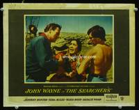 w679 SEARCHERS movie lobby card #6 '56 John Wayne & Jeffrey Hunter grab Native American woman!