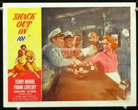 w684 SHACK OUT ON 101 movie lobby card '56 sexy waitress Terry Moore, Keenan Wynn