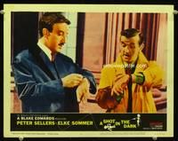 w690 SHOT IN THE DARK movie lobby card #4 '64 Peter Sellers synchronizes his watch!