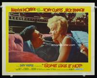 w702 SOME LIKE IT HOT movie lobby card #5 '59 best Marilyn Monroe & Tony Curtis romantic close up!