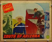 w709 SOUTH OF ARIZONA movie lobby card '38 Charles Starrett about to be ambushed!