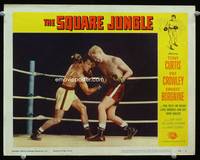 w718 SQUARE JUNGLE movie lobby card '56 close up of boxer Tony Curtis punching in boxing ring!