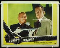 w737 SUNSET BLVD movie lobby card #1 '50 great close up of William Holden & Erich Von Stroheim!