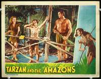 w751 TARZAN & THE AMAZONS movie lobby card '45 Johnny Weissmuller, Brenda Joyce, Johnny Sheffield
