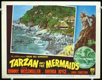 w753 TARZAN & THE MERMAIDS movie lobby card #2 '48 lots of natives in boats coming to shore!