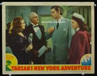 w759 TARZAN'S NEW YORK ADVENTURE movie lobby card '42 Johnny Weissmuller, Maureen O'Sullivan
