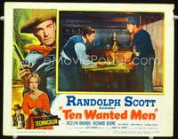w764 TEN WANTED MEN movie lobby card '54 Randolph Scott & Richard Boone 2-shot!