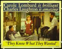 w773 THEY KNEW WHAT THEY WANTED movie lobby card '40 Charles Laughton, Carole Lombard