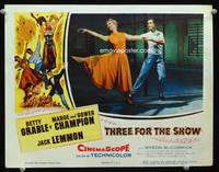 w784 THREE FOR THE SHOW movie lobby card '54 Marge & Gower Champion dancing!