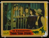 w788 THREE TEXAS STEERS movie lobby card '39 John Wayne & the Three Mesquiteers behind bars!