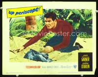 w821 UP PERISCOPE movie lobby card #3 '59 James Garner close up on beach!
