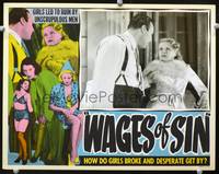 w827 WAGES OF SIN movie lobby card R40s broken desperate girl ruined!