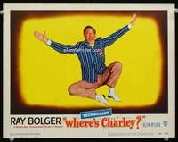 w836 WHERE'S CHARLEY movie lobby card #5 '52 great Ray Bolger dancing and jumping close up!