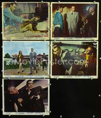 y024 GOLDFINGER 5 English Front of House movie lobby cards '64 James Bond 007!