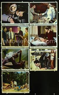 y019 THUNDERBALL 7 English Front of House movie lobby cards '65 James Bond 007!