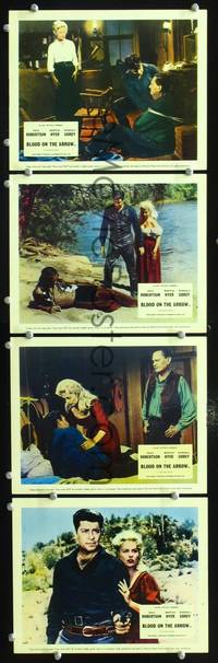 y027 BLOOD ON THE ARROW 4 English Front of House movie lobby cards '64 Robertson