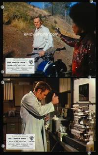y041 OMEGA MAN 2 English Front of House movie lobby cards '71 Charlton Heston
