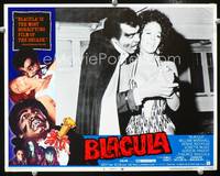 z374 BLACULA movie lobby card #6 '72 close up of William Marshall biting Denise Nicholas!