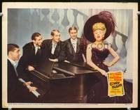 z391 CONEY ISLAND movie lobby card '43 Betty Grable sings to four men at piano!