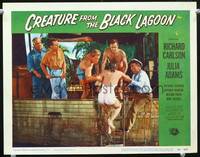 z396 CREATURE FROM THE BLACK LAGOON movie lobby card #2 '54 sexy Julia Adams in swimsuit!