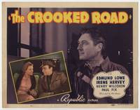 z081 CROOKED ROAD title movie lobby card '40 Edmund Lowe in prison, Irene Hervey