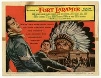 z240 REVOLT AT FORT LARAMIE title movie lobby card '56 John Dehner vs Sioux Indians!