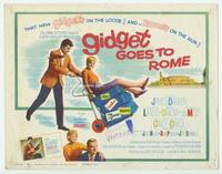 z115 GIDGET GOES TO ROME title movie lobby card '63 James Darren & Cindy Carol in Italy!