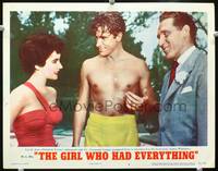 z434 GIRL WHO HAD EVERYTHING lobby card #7 '53 Elizabeth Taylor in sexy swimsuit, Fernando Lamas