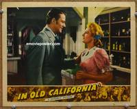 z487 IN OLD CALIFORNIA movie lobby card '42 John Wayne & Binnie Barnes romantic 2-shot!
