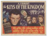 z162 KEYS OF THE KINGDOM title movie lobby card '44 religious Gregory Peck!