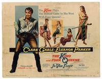 z165 KING & FOUR QUEENS title movie lobby card '57 Clark Gable, Eleanor Parker, sexy babes!