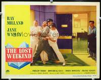 z511 LOST WEEKEND movie lobby card #7 '45 Billy Wilder, Ray Milland sneaks out of hospital!