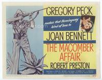 z186 MACOMBER AFFAIR title movie lobby card '47 Gregory Peck, Joan Bennett, by Ernest Hemingway!