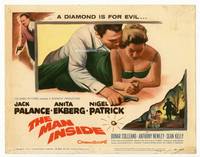 z195 MAN INSIDE title movie lobby card '58 Jack Palance, sexy Anita Ekberg, a diamond is for evil!