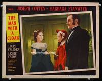 z529 MAN WITH A CLOAK movie lobby card #3 '51 Barbara Stanwyck, Leslie Caron