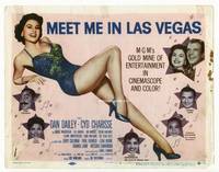 z200 MEET ME IN LAS VEGAS title movie lobby card '56 super sexy Cyd Charisse!