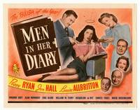z201 MEN IN HER DIARY title movie lobby card '45 Peggy Ryan, Jon Hall, Louise Allbritton