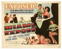 z205 MIAMI EXPOSE title movie lobby card '56 Lee J. Cobb, sexy Medina, Florida mob!