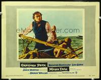z555 MOBY DICK movie lobby card #1 '56 close up of Gregory Peck as Captain Ahab with harpoon!