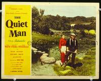 z637 QUIET MAN movie lobby card #7 '51 2-shot of John Wayne & Maureen O'Hara, John Ford