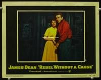z644 REBEL WITHOUT A CAUSE movie lobby card #4 '55 James Dean & Natalie Wood close up!